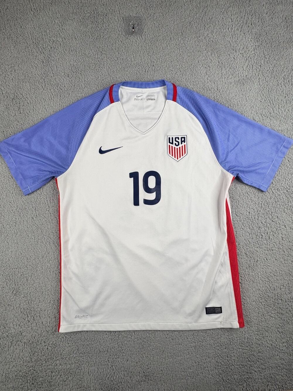 Nike USA National Team Soccer Jersey 2016 Zusi #19 Men Large White Short Sleeves